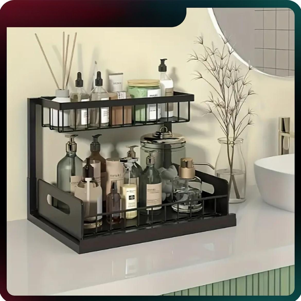 Home Bathroom Organizer - Organizzatore Estraibile per Armadietto Sottolavello, Scaffale