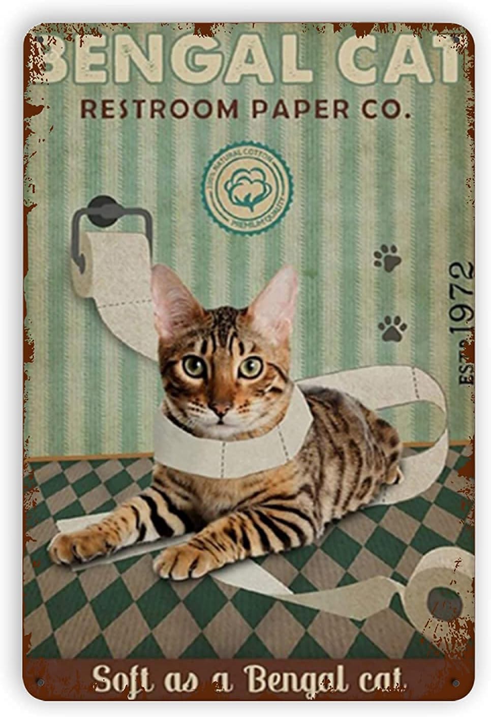 Home Bathroom Wallpaper - UOAIUDT Targa in Latta con Gatto,