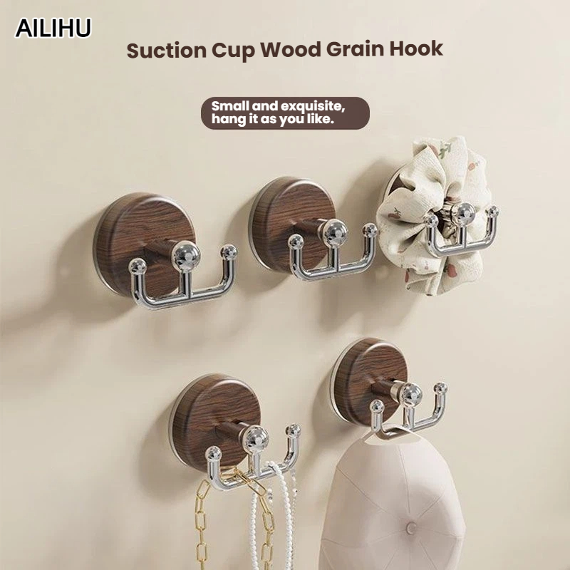 Home Bathroom Key - Ganci a ventosa effetto legno per