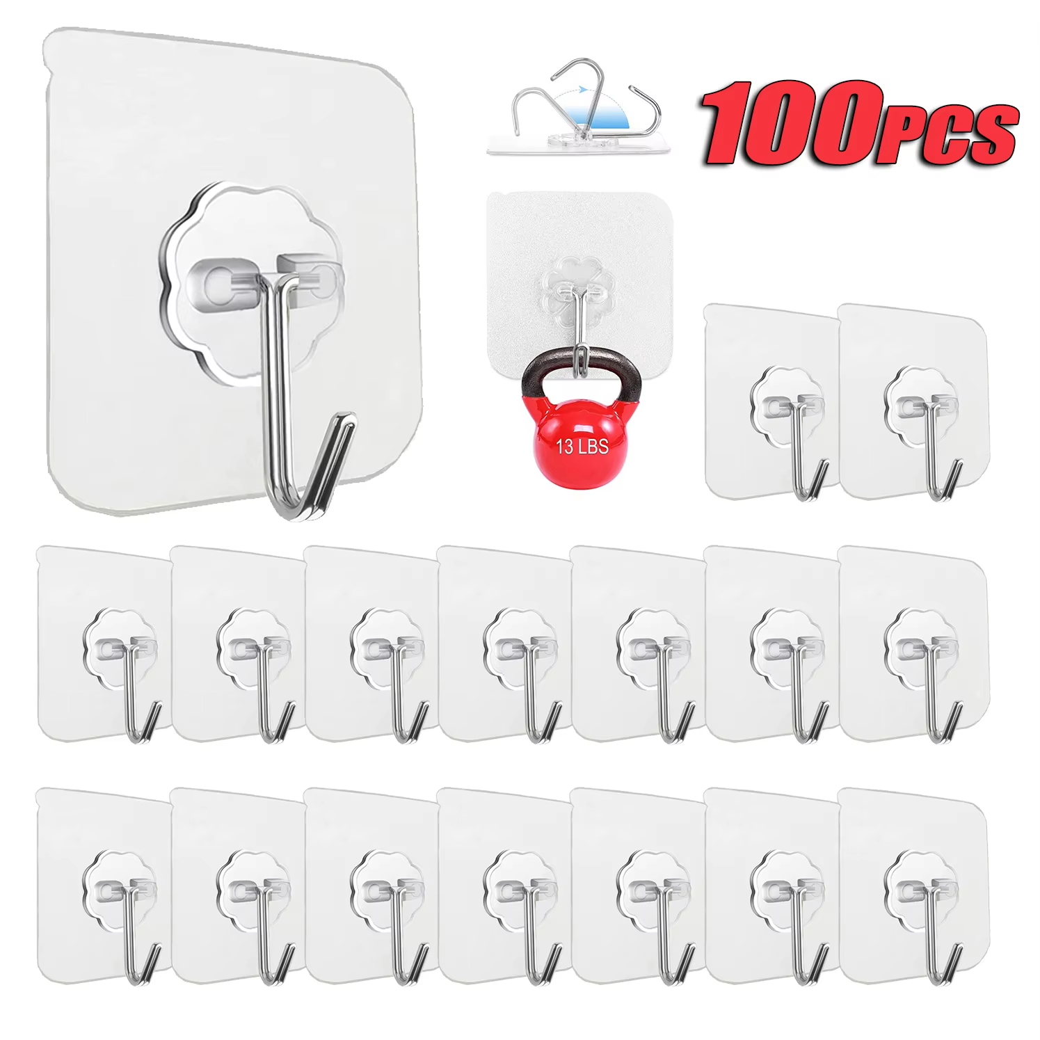 Home Bathroom Key - Ganci autoadesivi in acciaio inox trasparenti