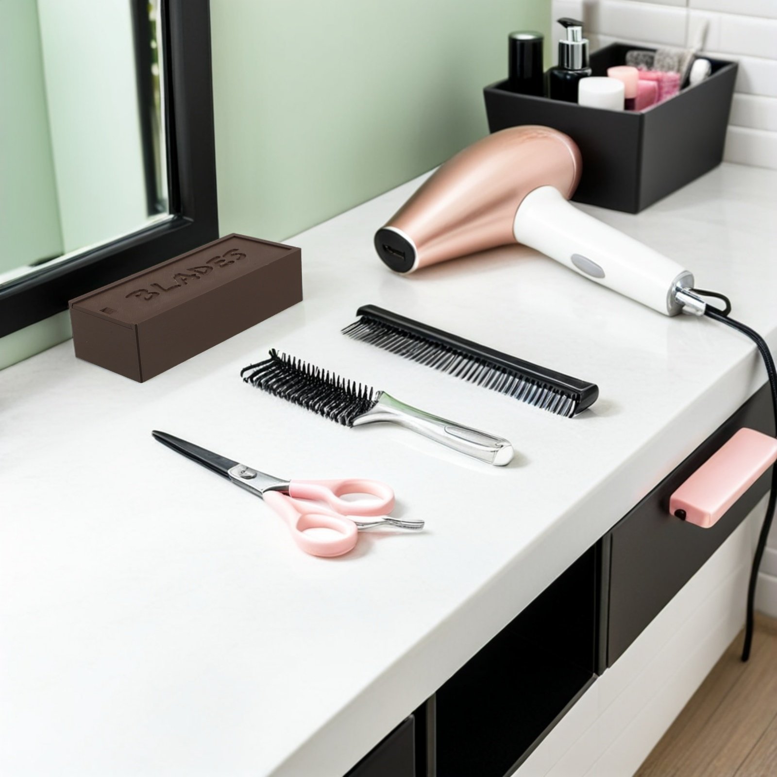 Home One Bathroom - Custodia per lame da tagliacapelli, con